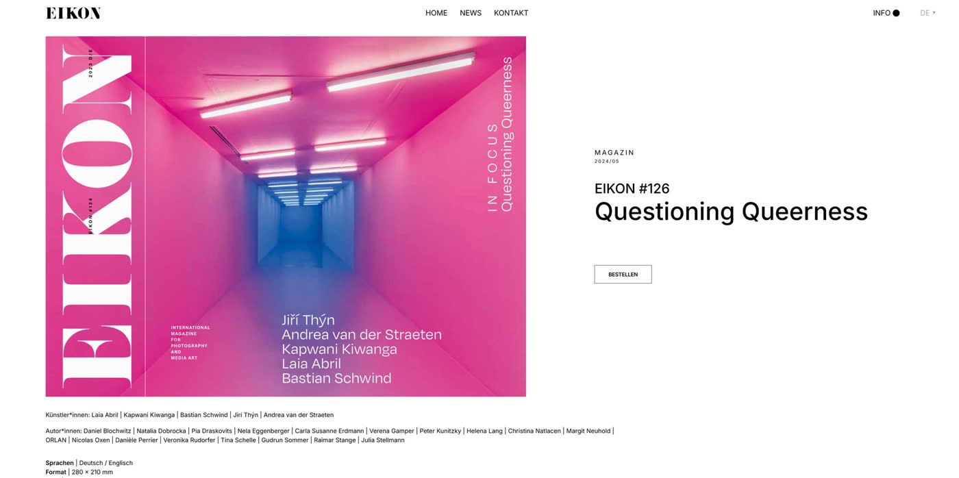 Website new.eikon.at – EIKON, Magazin für Photographie und Medienkunst, Wien